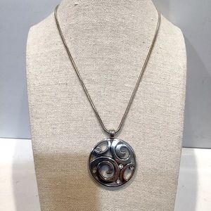 Brighton “LONDON GROOVE” Scrolled Medallion Necklace with Swarovski Crystals EUC